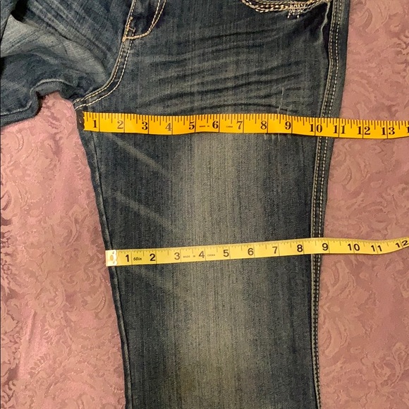 Vanilla Star Jeans Embroidered Stitched Button Flap Back Pocket Flared Denim - Picture 8 of 8